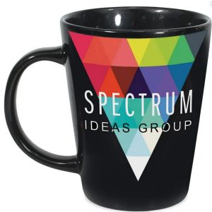 12 Oz. Short Black Latté Mug with Full Bleed Imprint