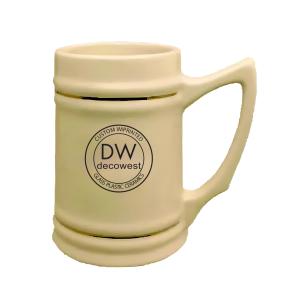 Ceramic Beer Stein 7186 – 24 oz Natural with Gold Bands