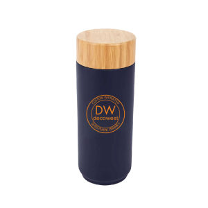 Stainless Steel Lexington Bottle With Bamboo Lid 16 oz Navy Blue