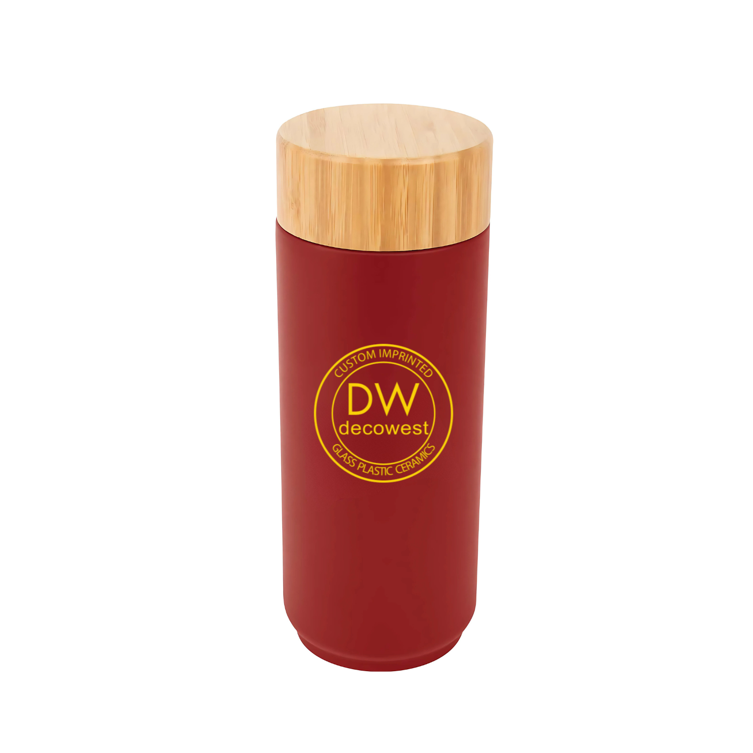 Stainless Steel Lexington Bottle With Bamboo Lid 16 oz Red