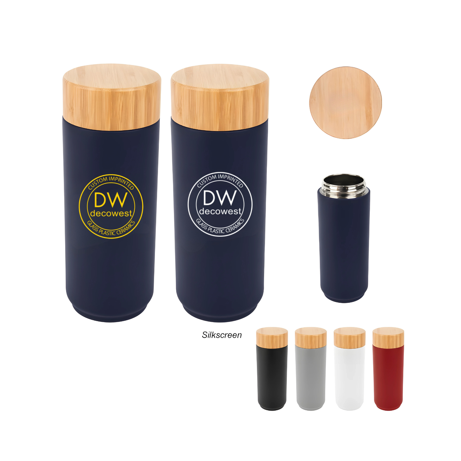 Stainless Steel Lexington Bottle With Bamboo Lid 16 oz