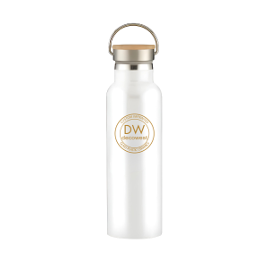 Tipton Stainless Steel Bottle with Bamboo Lid – 21 oz White