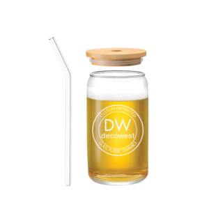 16 oz. Glass Can Cup with Bamboo Lid & Glass Straw