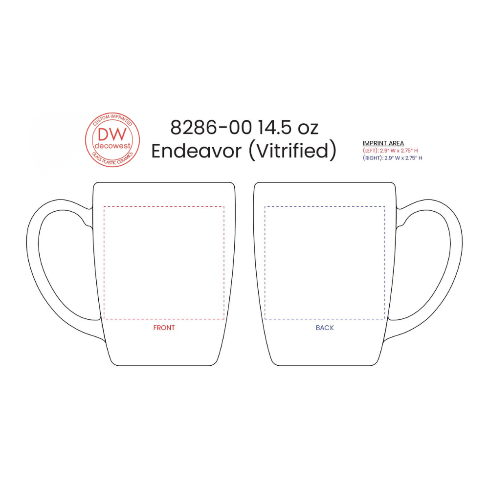 8286 Endeavor Vitirfied Mug – 14.5 oz Assorted Colors (10)
