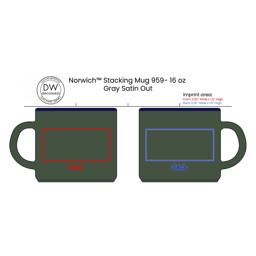 959 Norwich™ Stacking Mug - 16 oz Gray Satin Out Assorted Colors In (9)