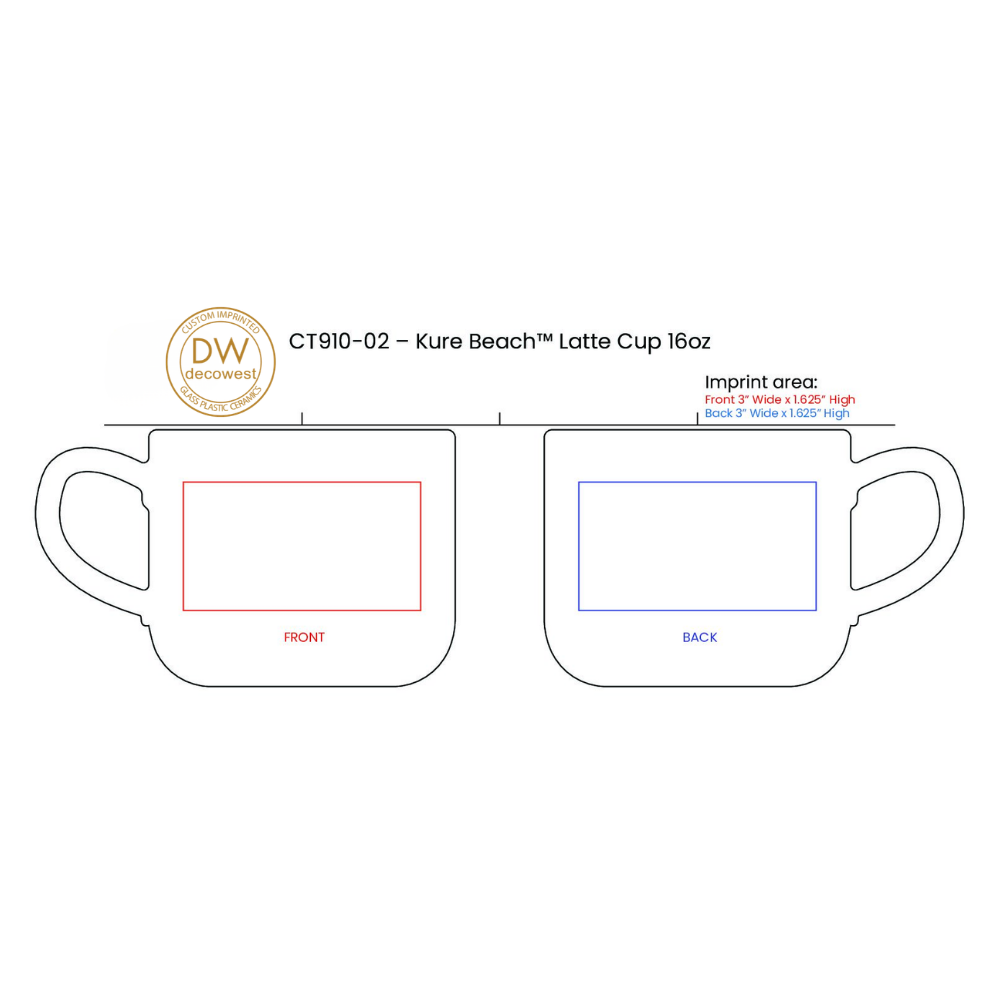 Kure Beach™ 910 Latte Cup -16oz Assorted Colors (6)