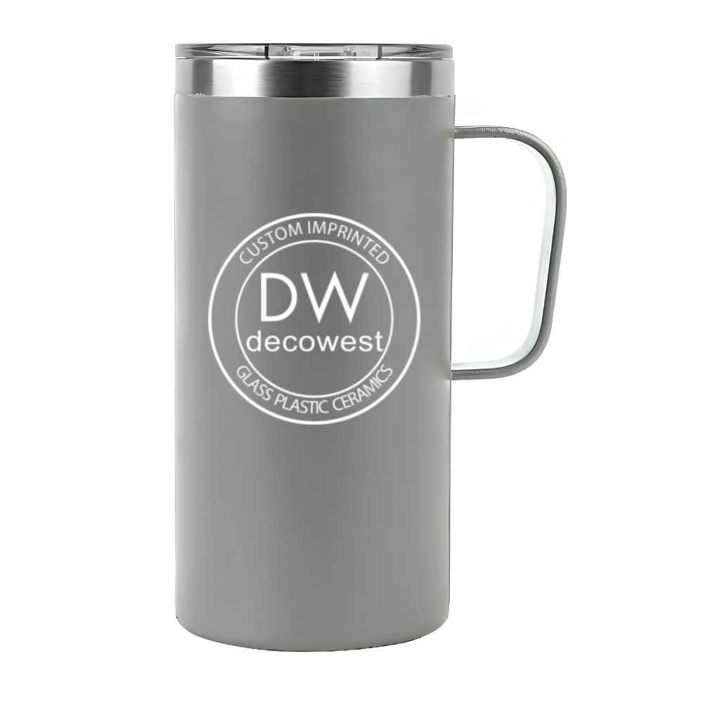 20 oz Stainless Steel Double Wall Mug with Handle Gray