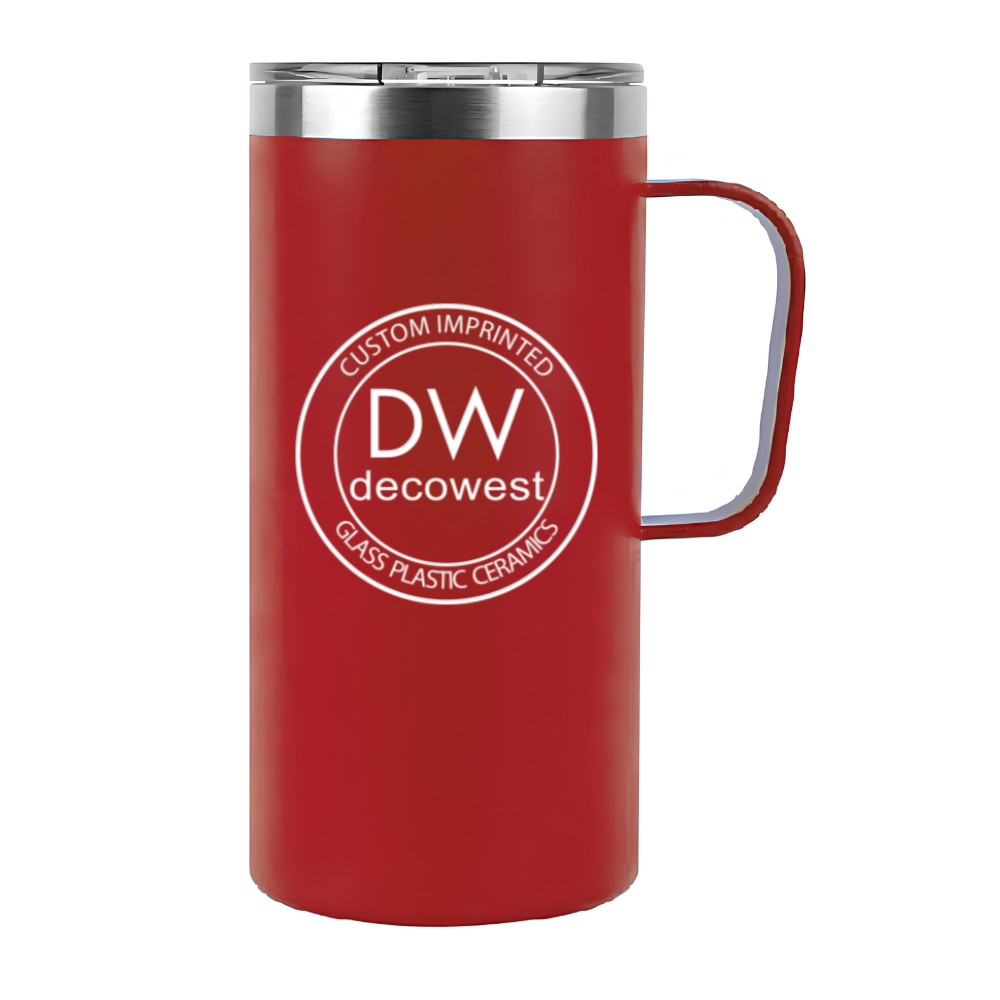 20 oz Stainless Steel Double Wall Mug with Handle Red