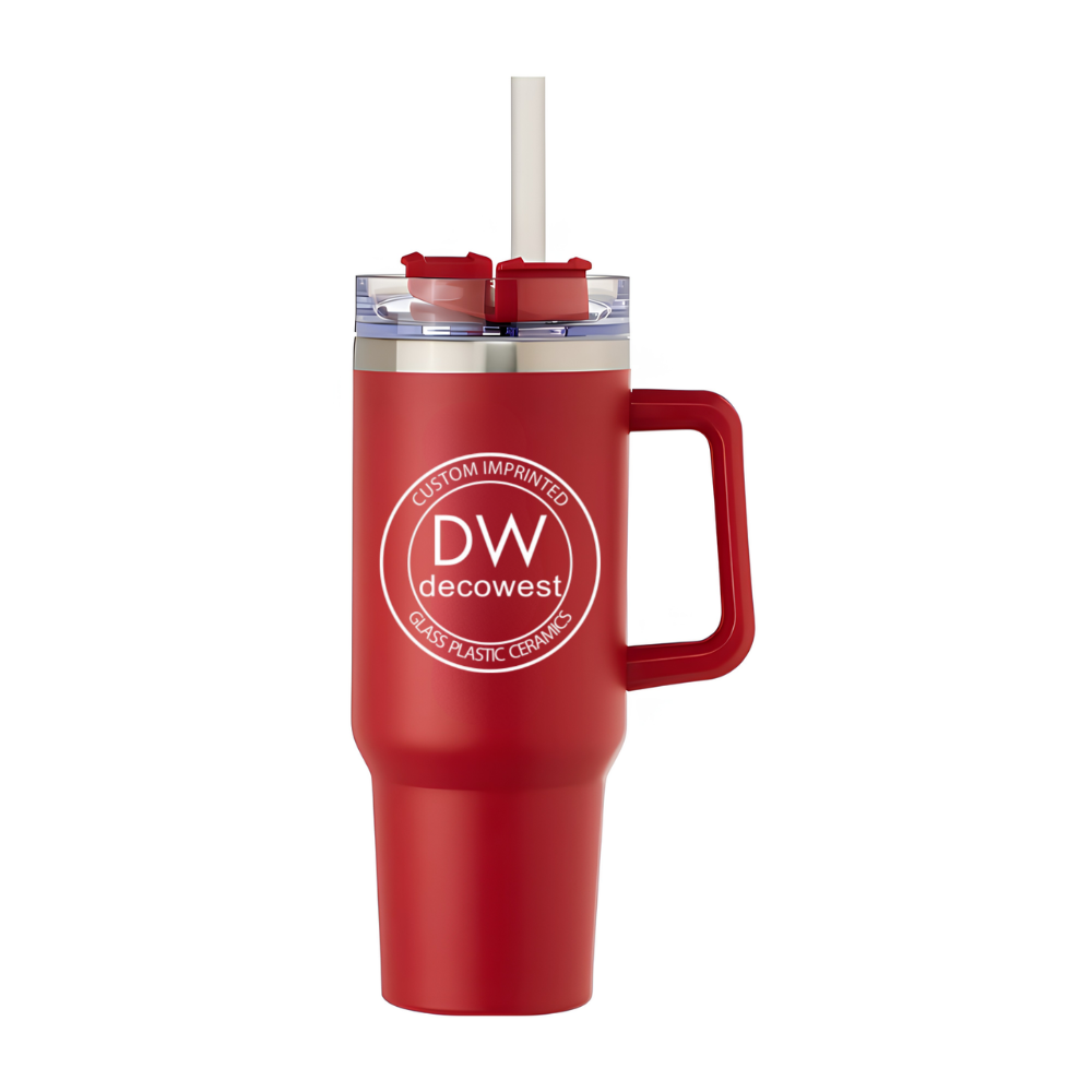 40 oz Stainless Steel Double Wall Mug with Lid Red