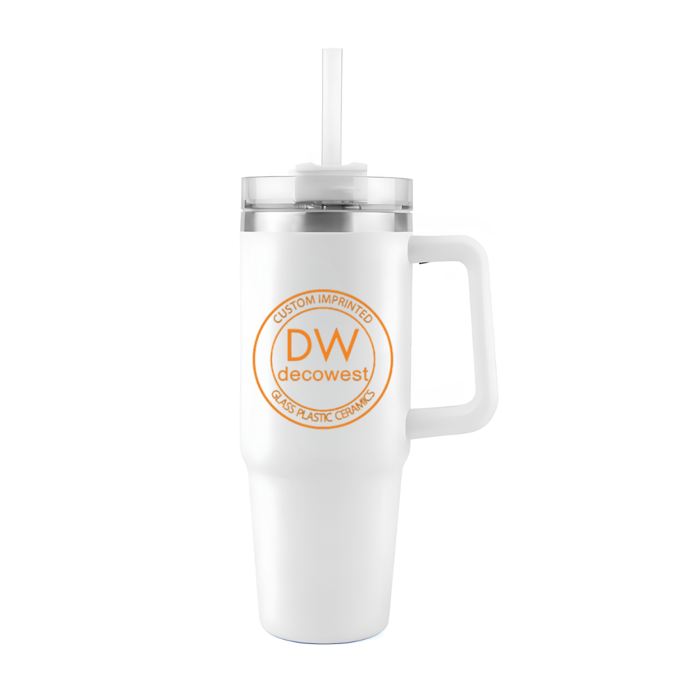 40 oz Stainless Steel Double Wall Mug with Lid White