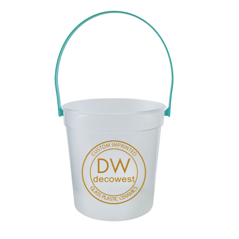 Plastic Rum Bucket 32oz - Clear Bucket with Teal 3255 Handle