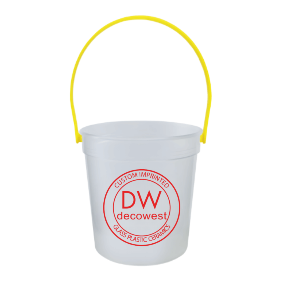 Plastic Rum Bucket 32oz - Clear Bucket with Yellow 012 Handle