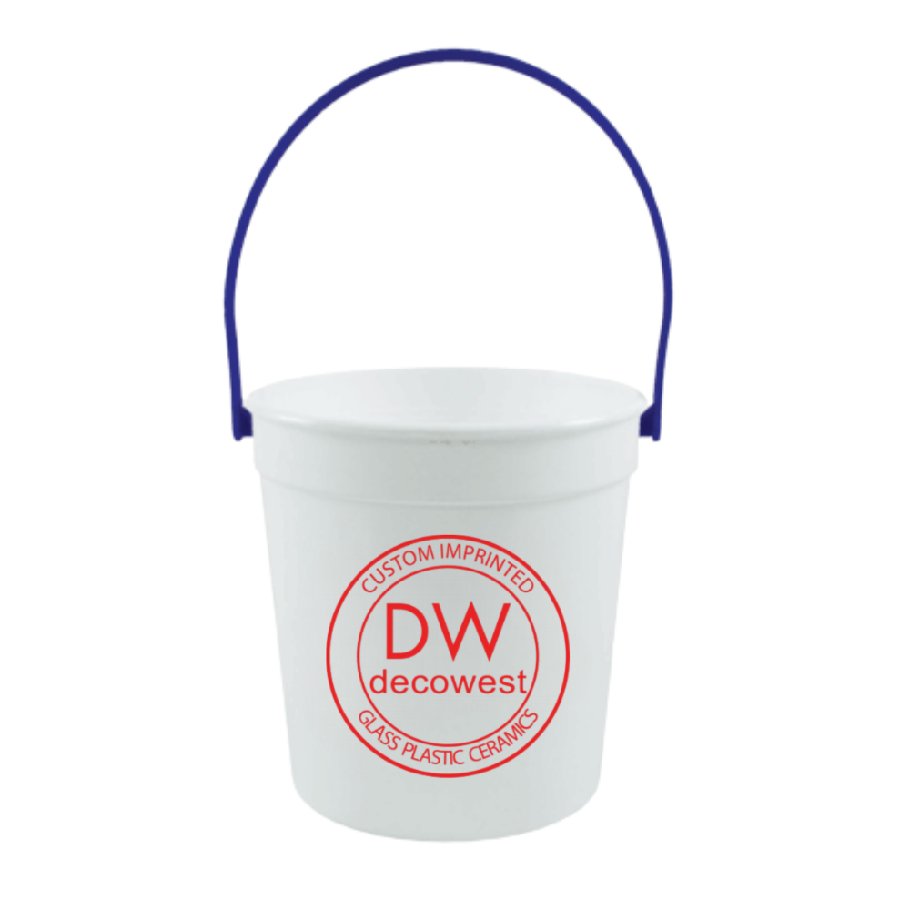 Plastic Rum Bucket 32oz - White Bucket with Royal 072 Handle